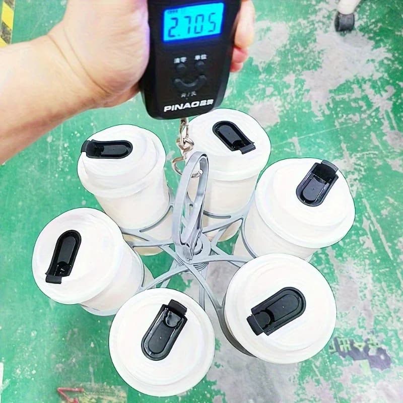 Складаний тримач для напоїв на 6 склянок із ручкою, 1/2 шт.